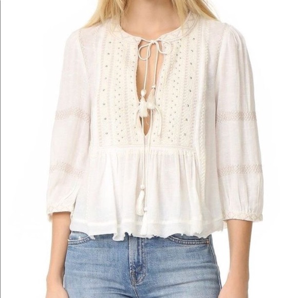 Free People Tops - FREE PEOPLE WILD LIFE EMBROIDERED BOHO TOP XS